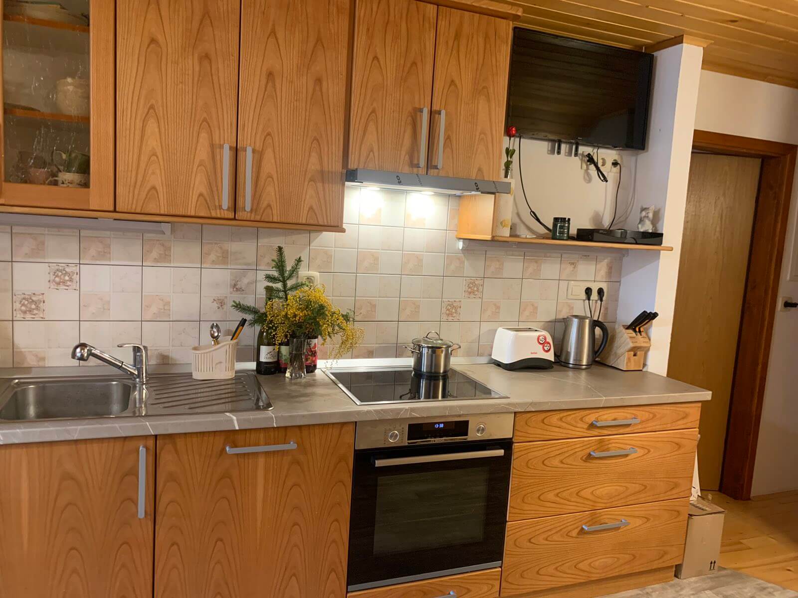 Sodobna in dobro opremljena kuhinja v apartmaju.